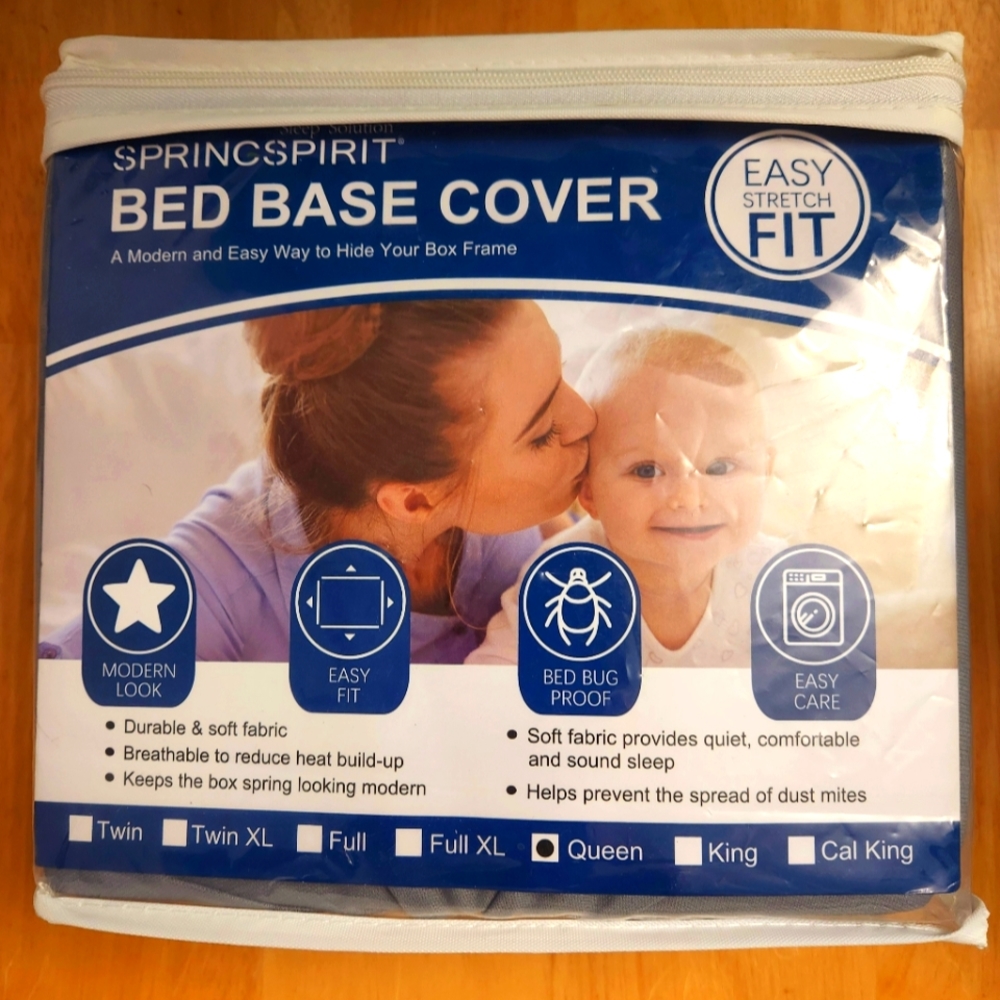 Sprincspirit bed base cover in gray queen size